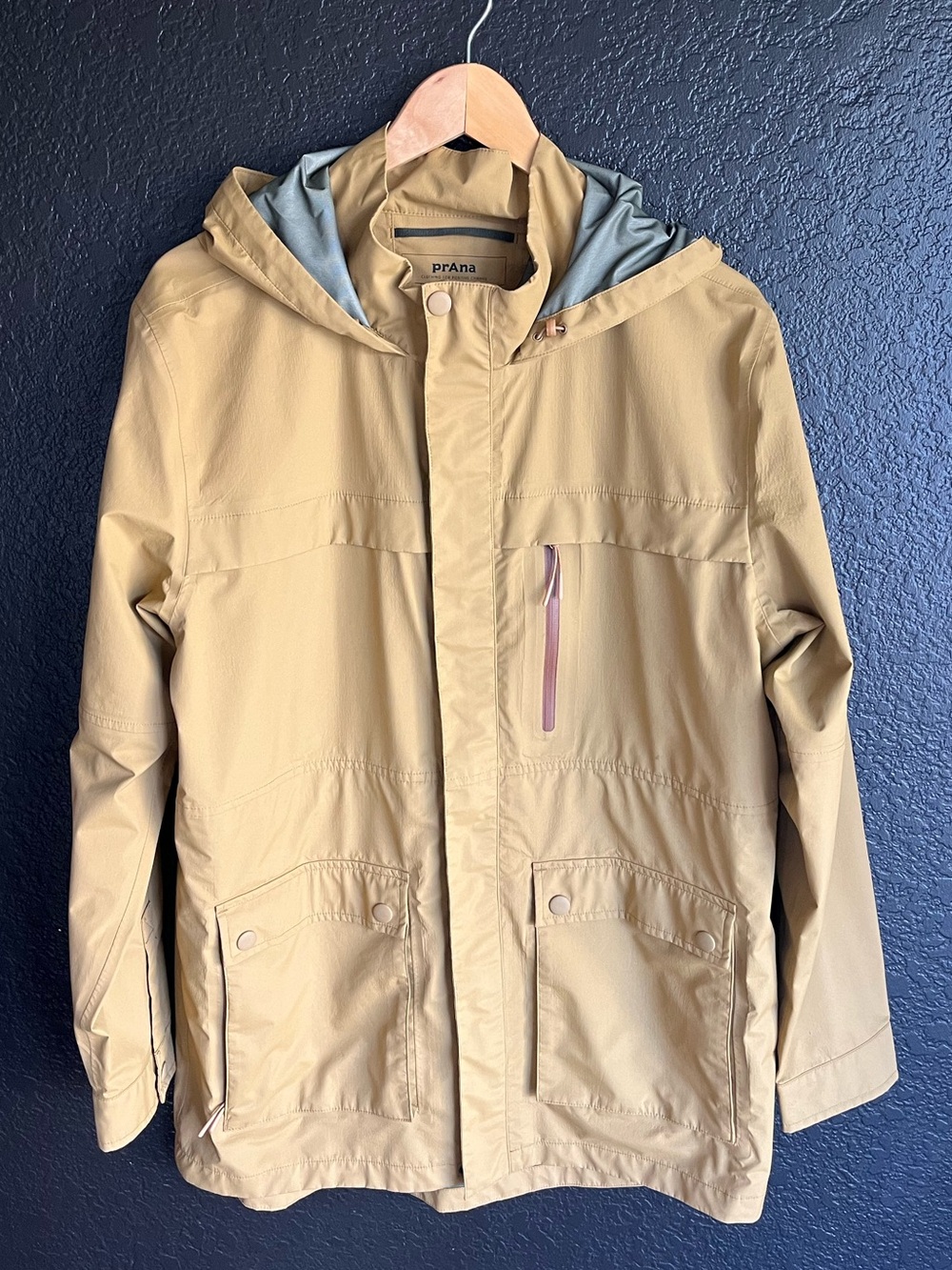 Prana Men's Light Brown Hooded Raincoat